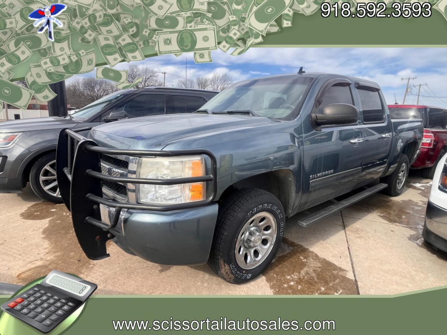 2010 BLUE CHEVROLET SILVERADO LS LS Crew Cab 2WD (3GCRCREA3AG) with an 4.8L V8 OHV 16V engine, 4-Speed Automatic transmission, located at 8101 E. Skelly Dr., Tulsa, OK, 74129, (918) 592-3593, 36.121891, -95.888802 - Photo#0